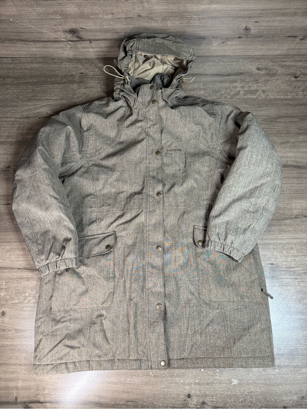 Lands End Mens Insulated Hooded Parka Fleece Lined Field Coat 383527